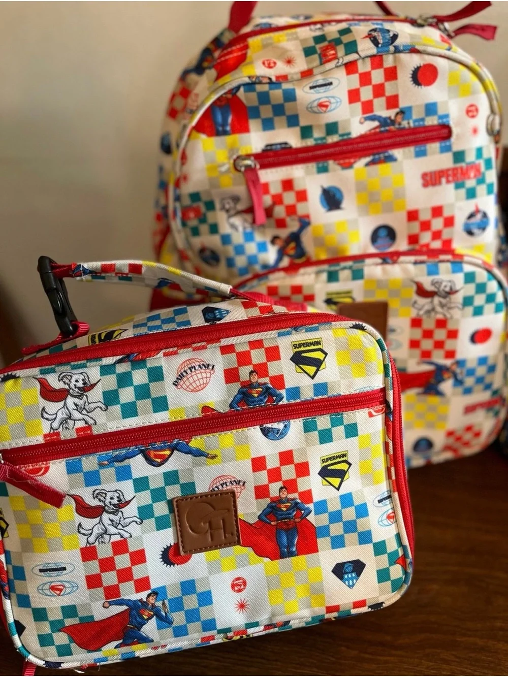Superman Kids Backpack and Lunch Bag Set - Red, Blue, Yellow